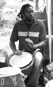 Practicing on the new drums